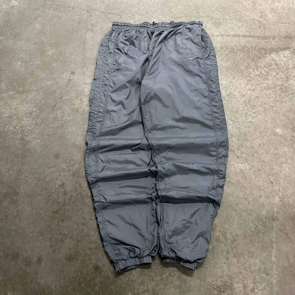 Vintage Baggy Nike 90s Nylon Windbreaker Track Pants Grey Size XXL